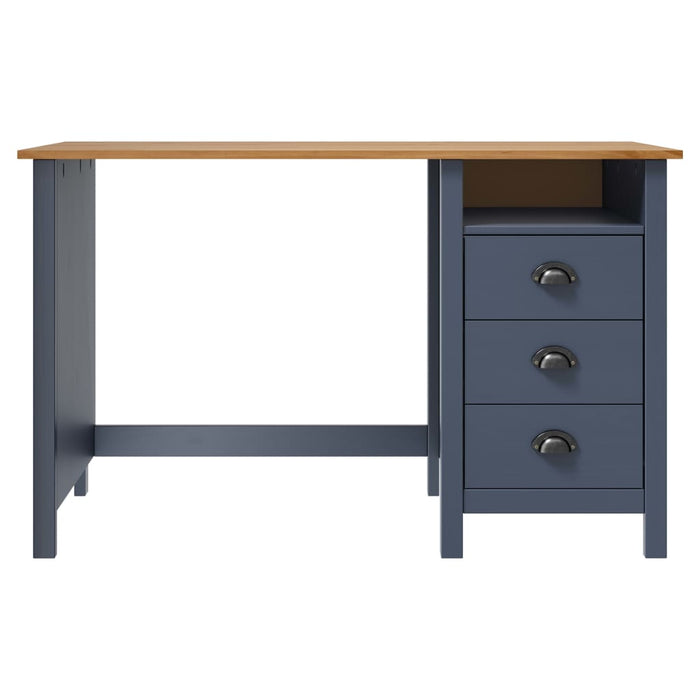 Bureau Hill 3 lades 120x50x74 cm massief grenenhout grijs