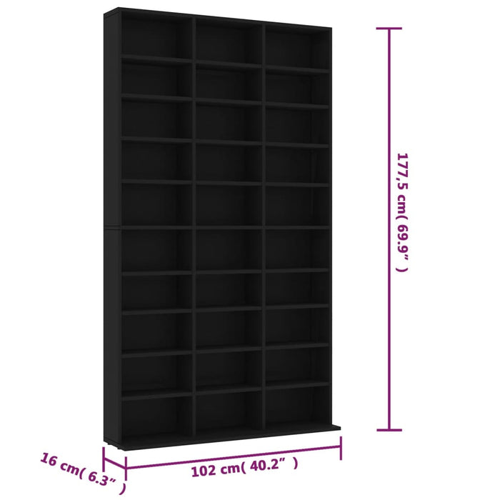 Cd-kast 102x16x177,5 cm bewerkt hout zwart