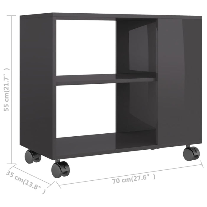 Bijzettafel 70x35x55 cm bewerkt hout hoogglans grijs