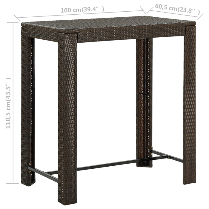 Tuinbartafel 100x60,5x110,5 cm poly rattan bruin