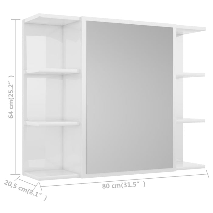 Badkamerspiegelkast 80x20,5x64 cm spaanplaat hoogglans wit