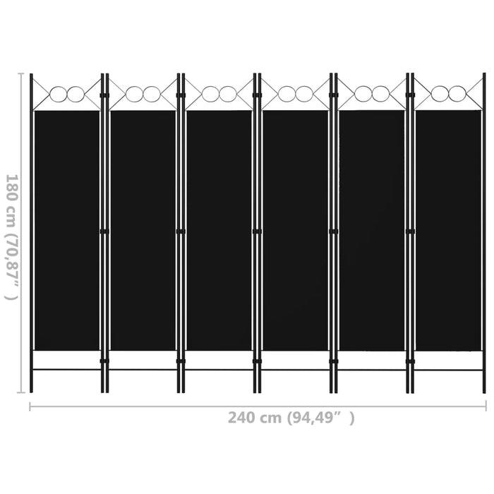 Kamerscherm met 6 panelen 240x180 cm zwart