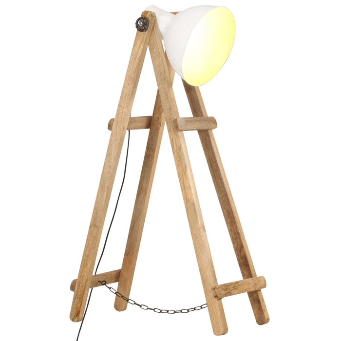 Vloerlamp E27 massief mangohout wit