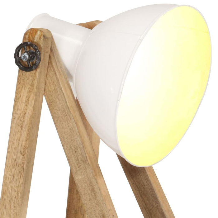 Vloerlamp E27 massief mangohout wit