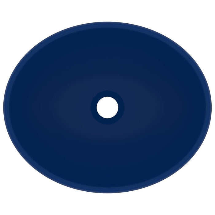 Wastafel ovaal 40x33 cm keramiek mat donkerblauw
