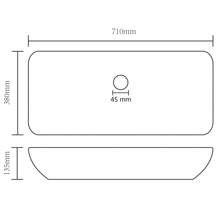 Wastafel rechthoekig 71x38 cm keramiek mat lichtblauw