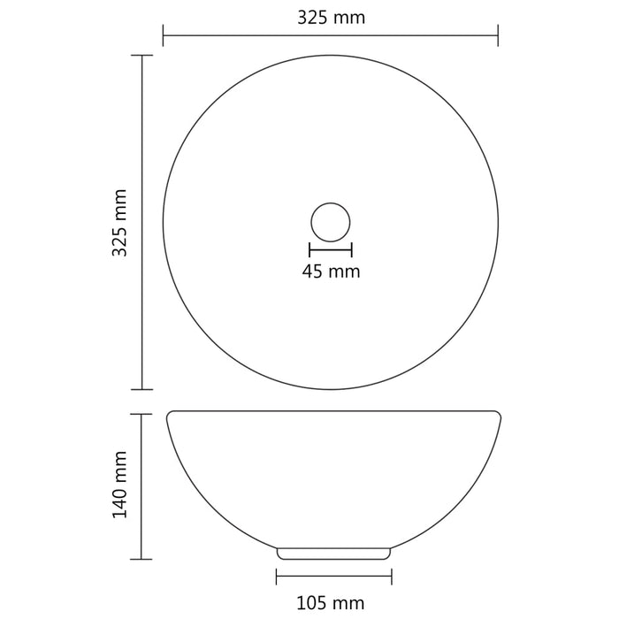 Wastafel rond 32,5x14 cm keramiek matroze