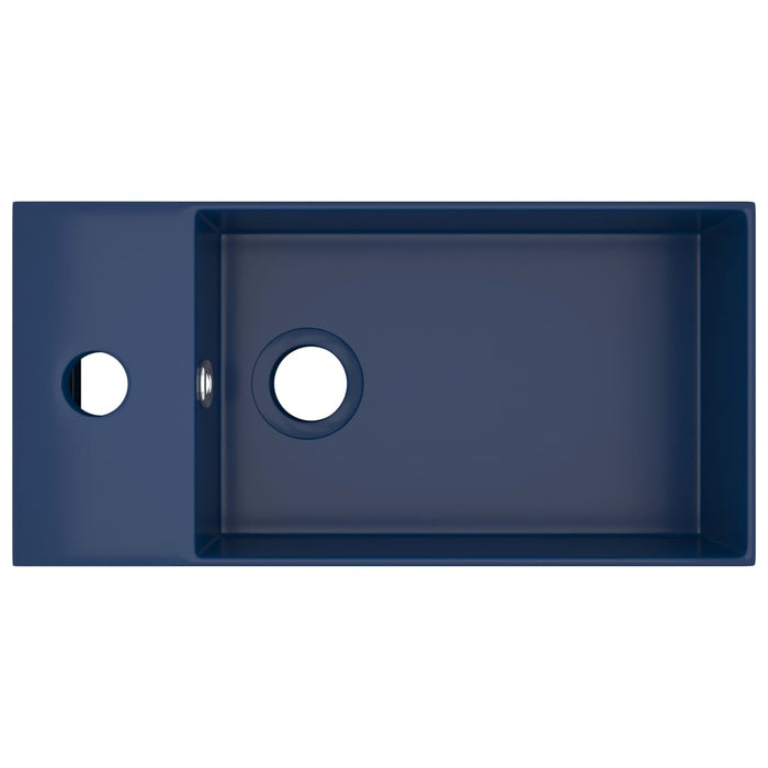 Wastafel met overloop keramiek donkerblauw