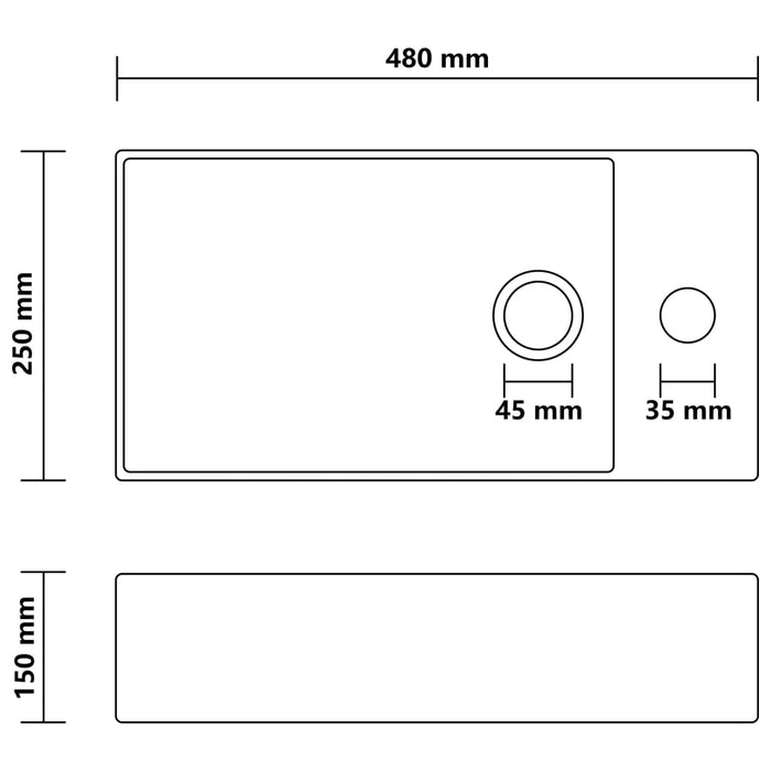 Wastafel met overloop keramiek donkergrijs