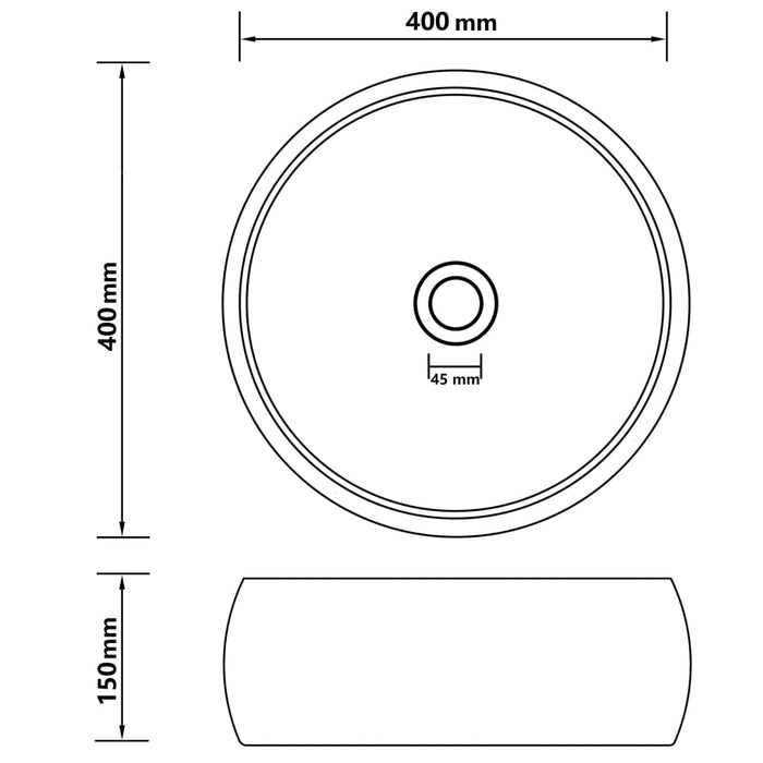 Wastafel rond 40x15 cm keramiek mat lichtblauw