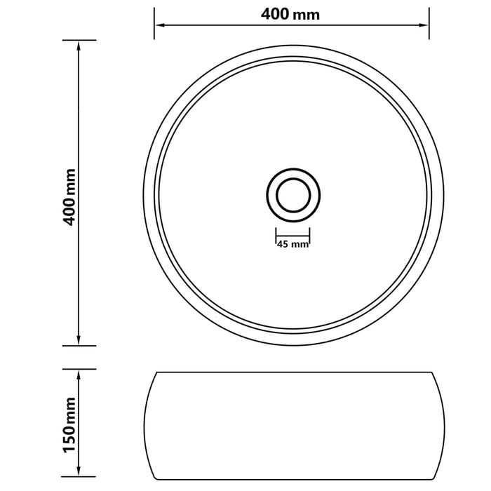 Wastafel rond 40x15 cm keramiek matzwart