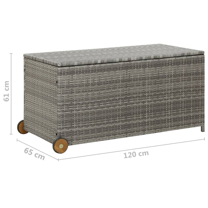 Tuinbox 120x65x61 cm poly rattan lichtgrijs