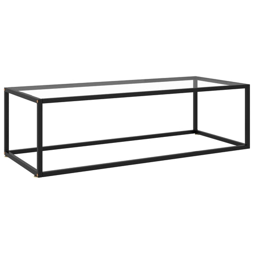 Salontafel met gehard glas 120x50x35 cm zwart