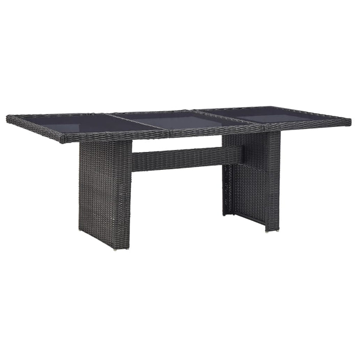 Tuintafel 200x100x74 cm glas en poly rattan zwart