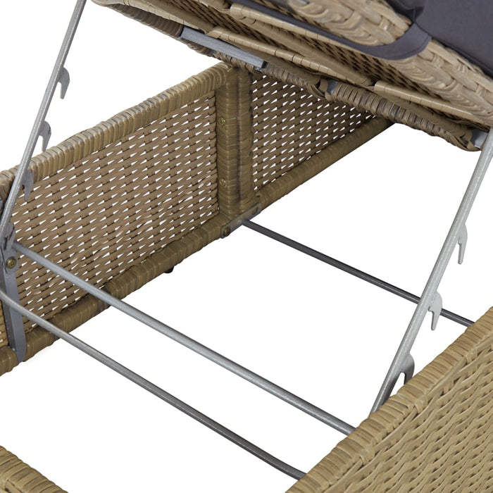 Ligbed poly rattan bruin en donkergrijs