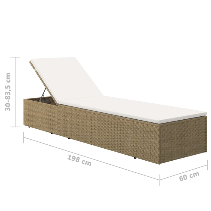 Ligbed poly rattan bruin en crèmewit