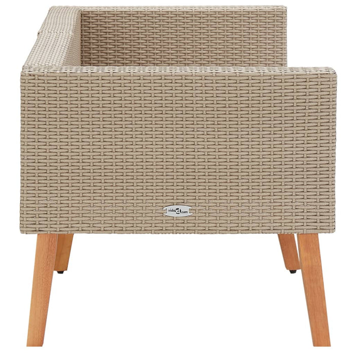 Tuinbank 2-zits met kussens poly rattan beige