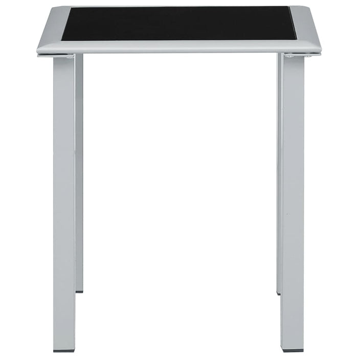 Ligbedden 2 st met tafel aluminium zwart