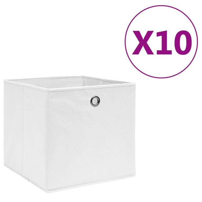 Opbergboxen 10 st 28x28x28 cm nonwoven stof wit