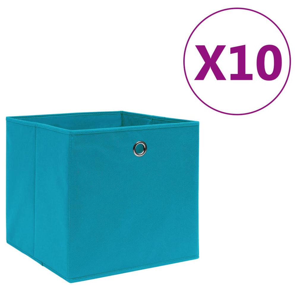 Opbergboxen 10 st 28x28x28 cm nonwoven stof babyblauw