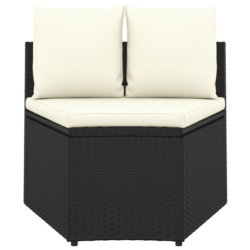 2-delige Loungeset met kussens poly rattan zwart