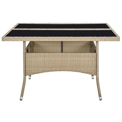 Tuintafel poly rattan en glas beige