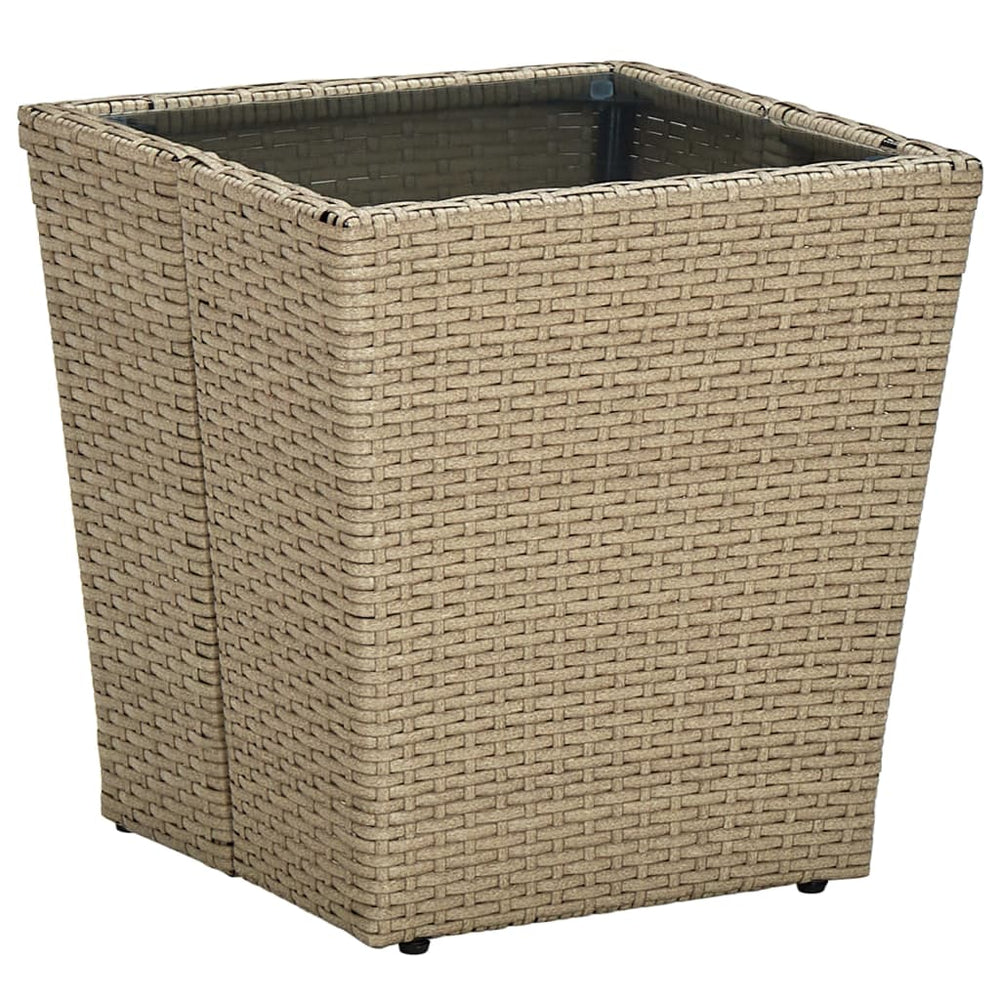 Salontafel 41,5x41,5x44 cm poly rattan en gehard glas beige