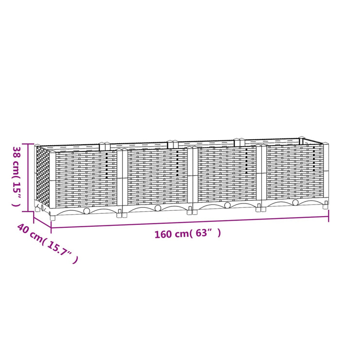 Plantenbak verhoogd 160x40x38 cm polypropyleen