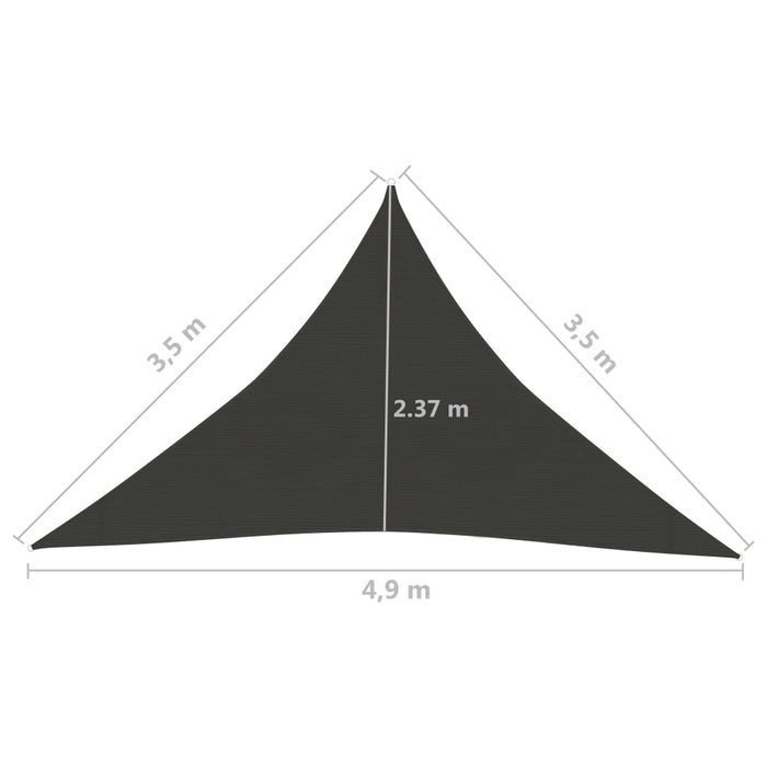 Zonnezeil 160 g/m² 3,5x3,5x4,9 m HDPE antracietkleurig