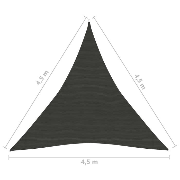 Zonnezeil 160 g/m² 4,5x4,5x4,5 m HDPE antracietkleurig