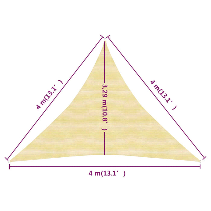 Zonnezeil 160 g/m² 4x4x4 m HDPE beige