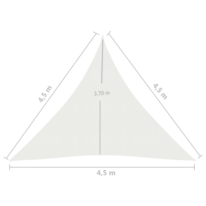 Zonnezeil 160 g/m² 4,5x4,5x4,5 m HDPE wit