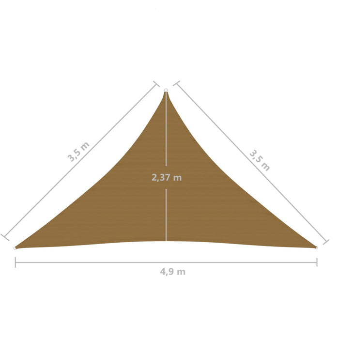 Zonnezeil 160 g/m² 3,5x3,5x4,9 m HDPE taupe