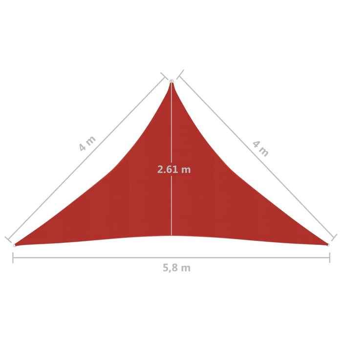 Zonnezeil 160 g/m² 4x4x5,8 m HDPE rood