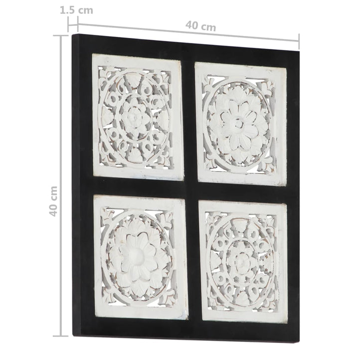Wandpaneel handgesneden 40x40x1,5 cm MDF zwart en wit