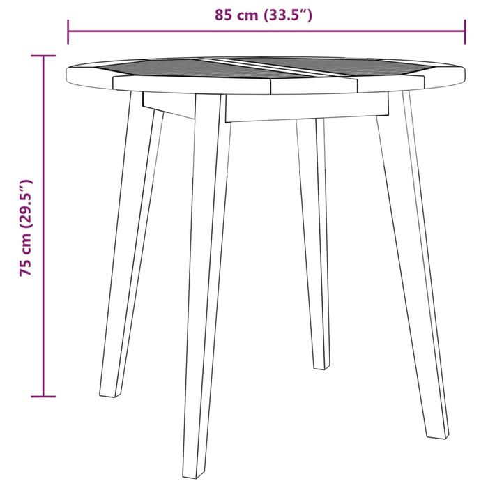 Tuintafel Ø85x75 cm massief acaciahout