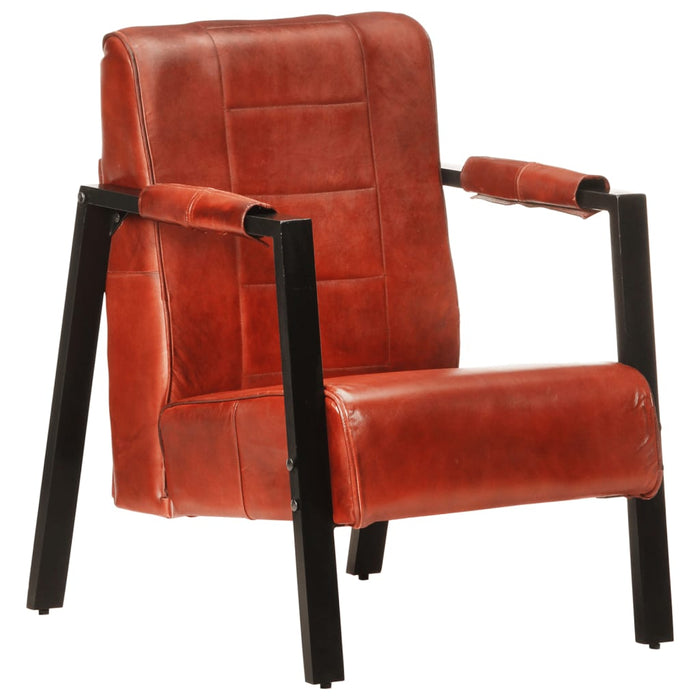 Fauteuil 60x80x87 cm echt geitenleer donkerbruin