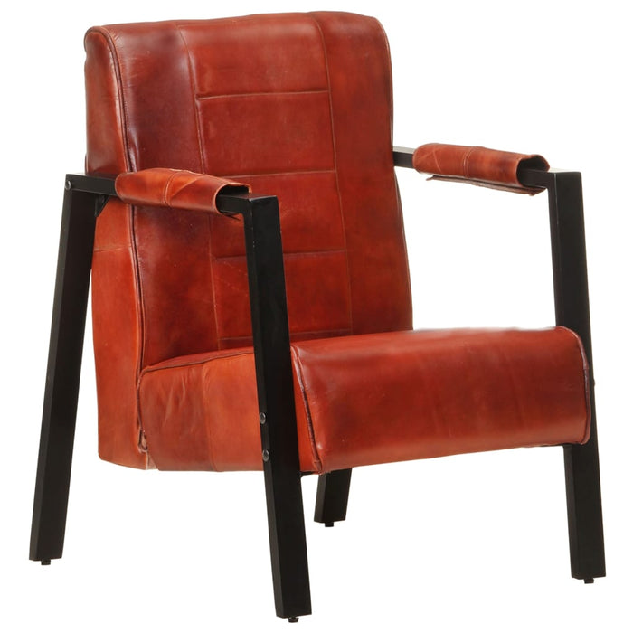 Fauteuil 60x80x87 cm echt geitenleer donkerbruin