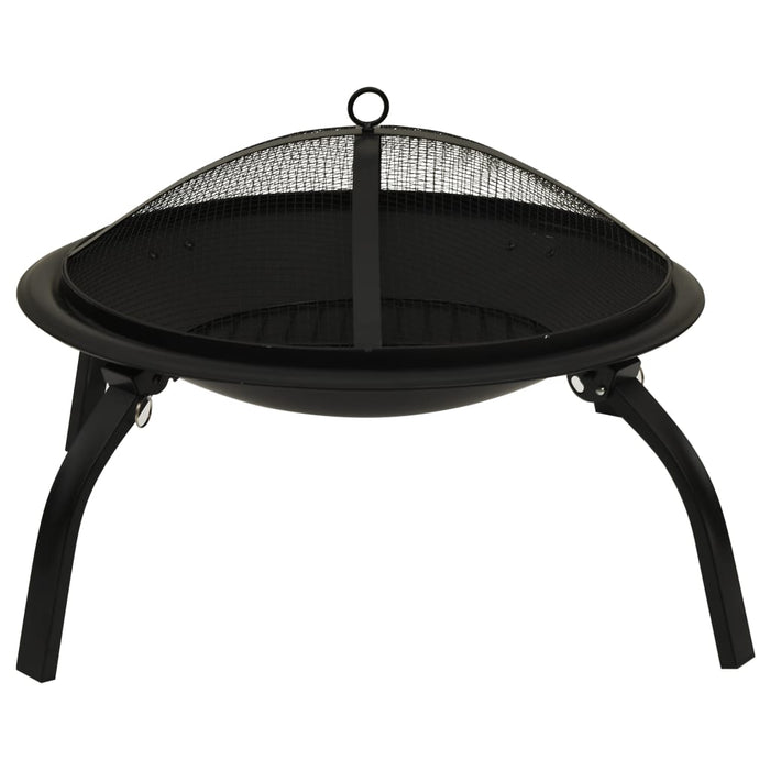 Vuurschaal en barbecue 2-in-1 met pook 56x56x49 cm staal