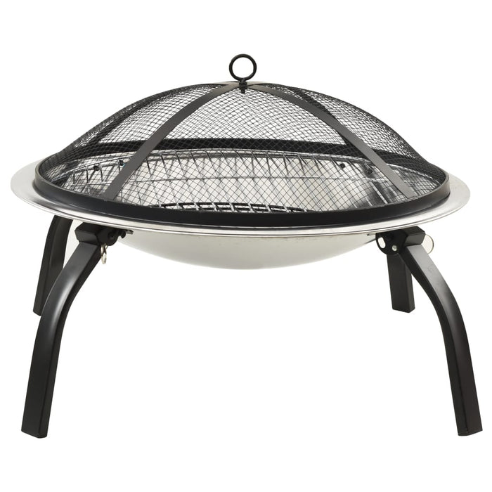 Vuurschaal en barbecue 2-in-1 met pook 56x56x49 cm rvs