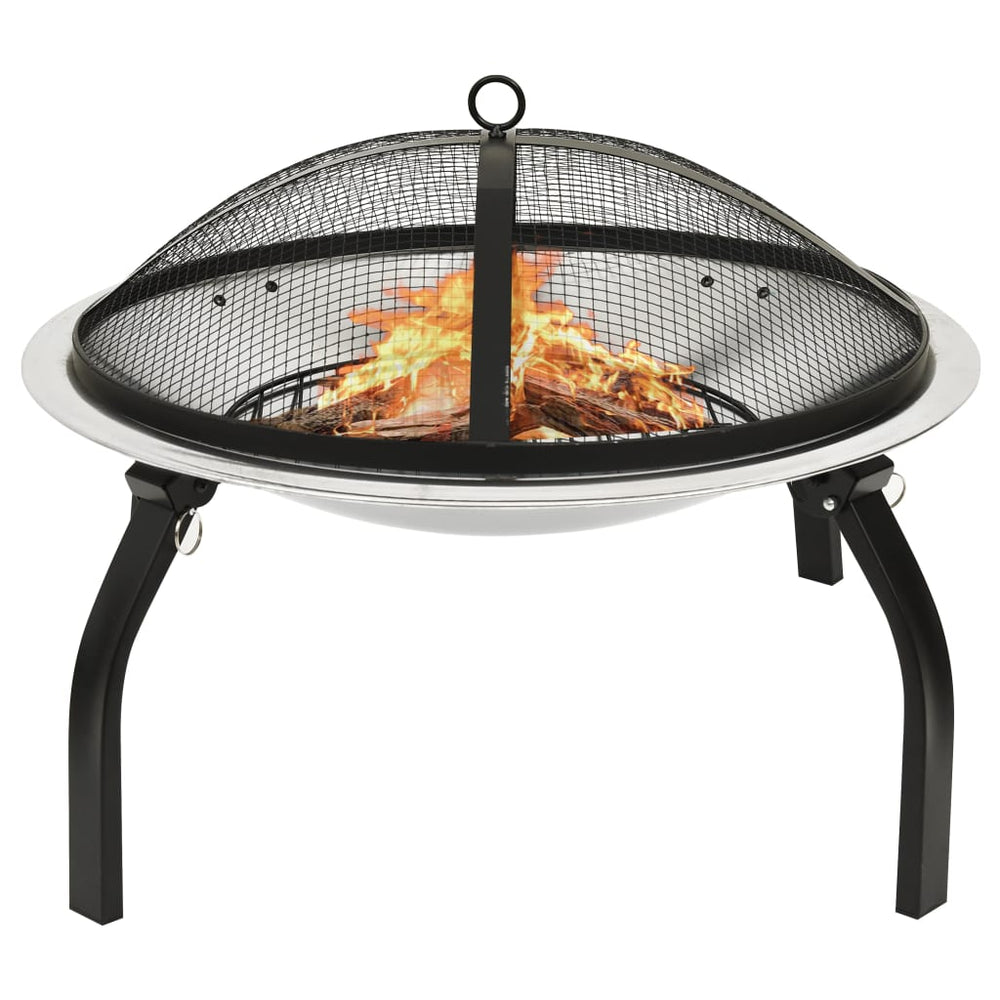 Vuurschaal en barbecue 2-in-1 met pook 56x56x49 cm rvs