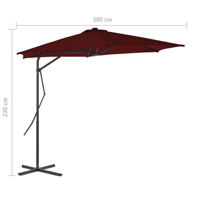 Parasol met stalen paal 300x230 cm bordeauxrood