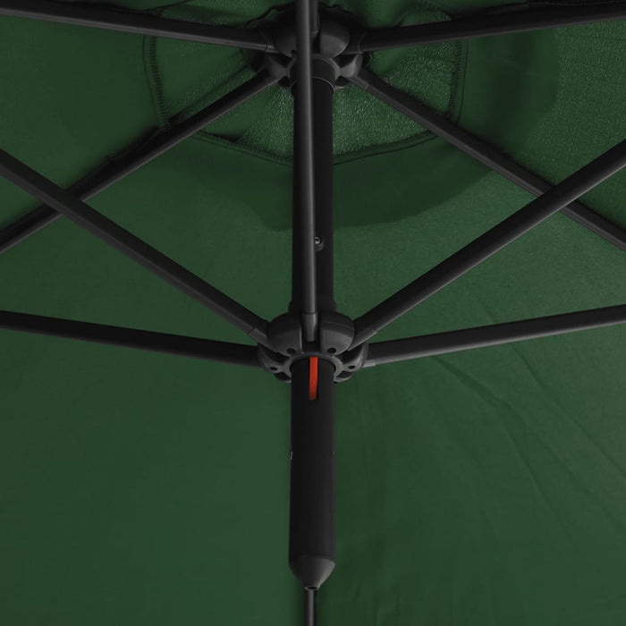 Parasol dubbel met stalen paal 600 cm groen