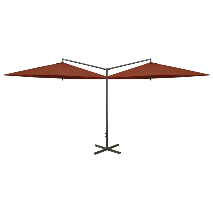 Parasol dubbel met stalen paal 600 cm terracottakleurig