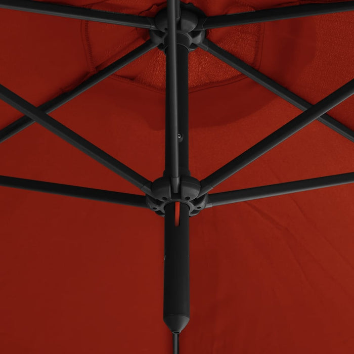 Parasol dubbel met stalen paal 600 cm terracottakleurig