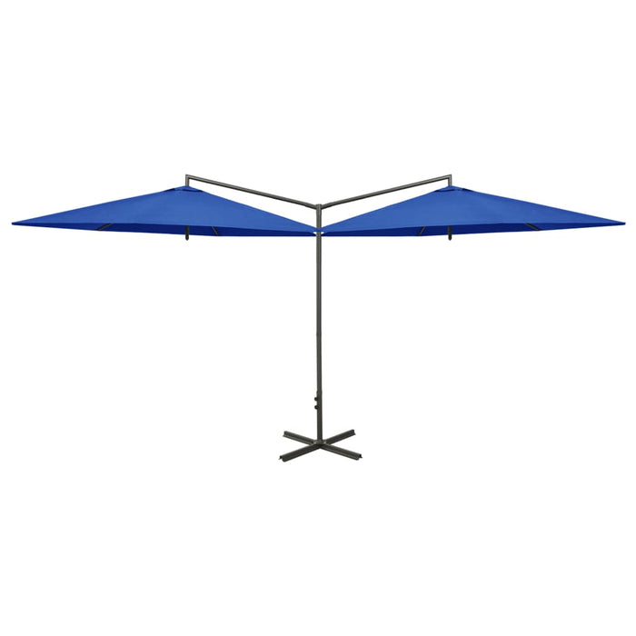 Parasol dubbel met stalen paal 600 cm azuurblauw