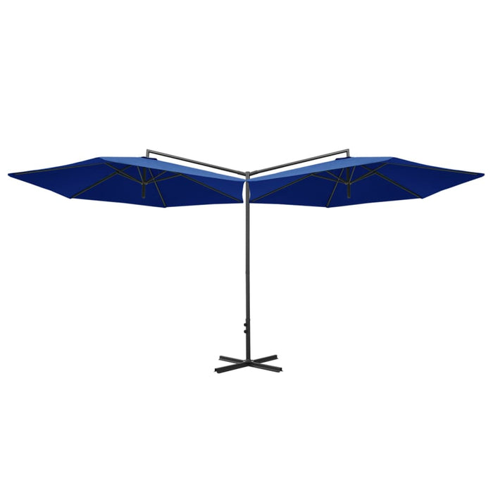 Parasol dubbel met stalen paal 600 cm azuurblauw