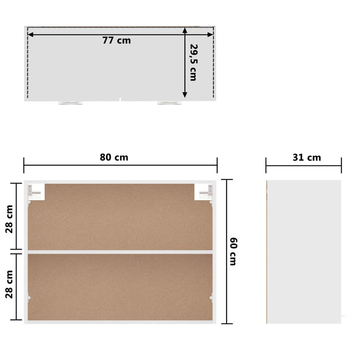 Hangkast 80x31x60 cm spaanplaat wit