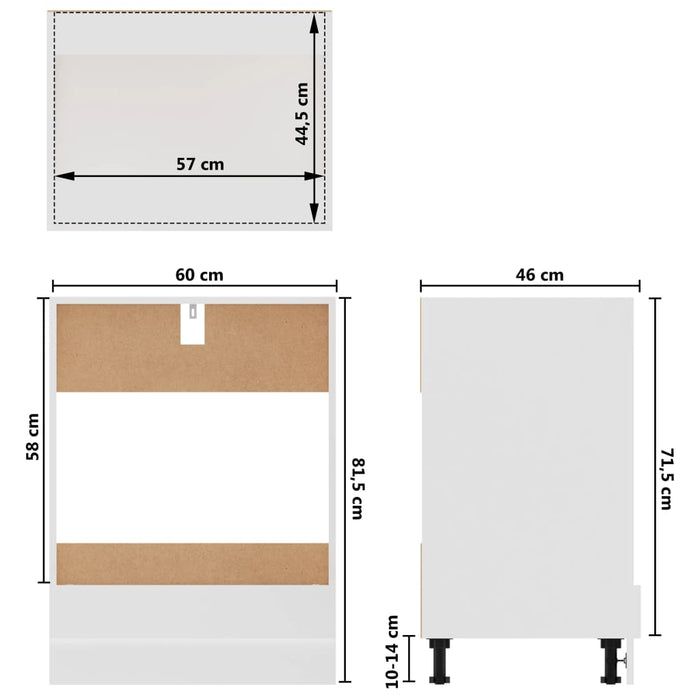 Ovenkast 60x46x81,5 cm bewerkt hout wit