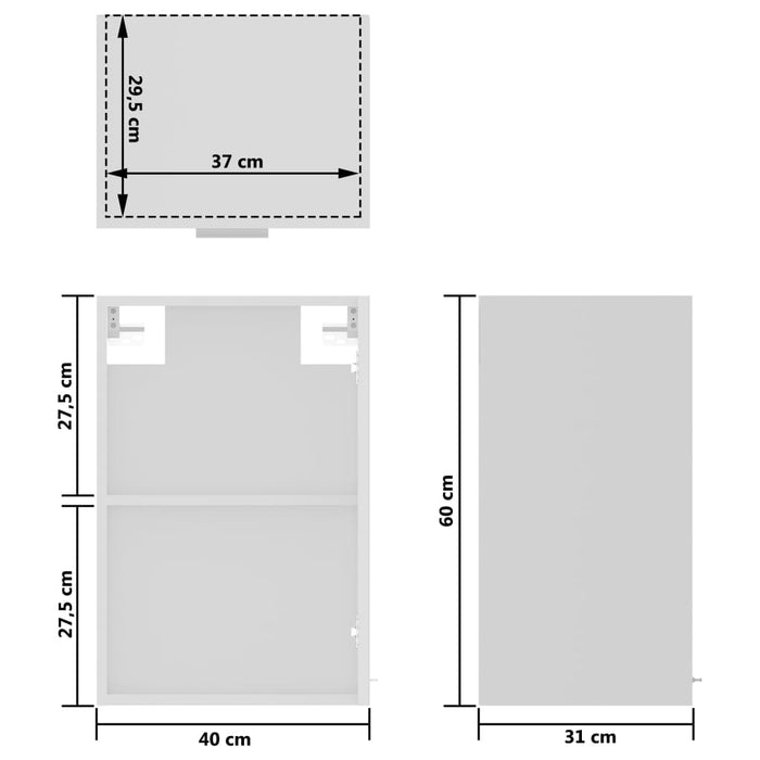 Hangkast 40x31x60 cm bewerkt hout wit